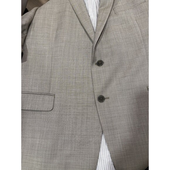 CALVIN KLEIN mens beige gray  100% WOOL sport coat  suit  jacket blazer 42 R - Picture 5 of 8